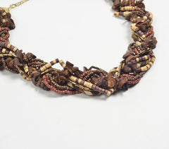 Chunky Umber Beaded Choker Necklace