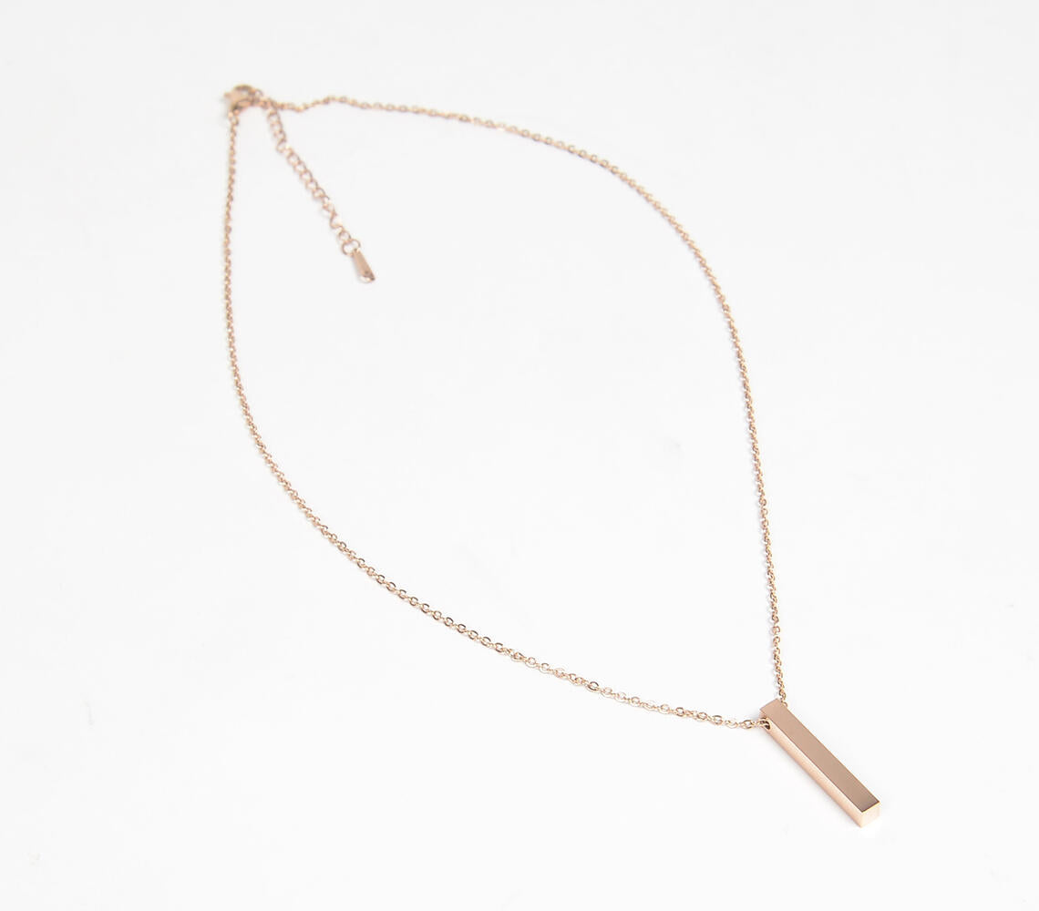 Minimal Rose-Gold Narrow Cuboid Pendant