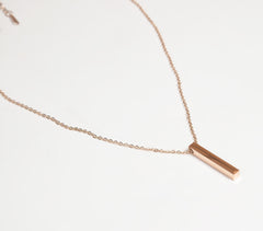 Minimal Rose-Gold Narrow Cuboid Pendant