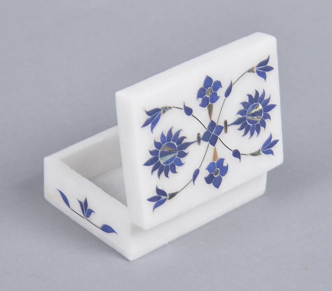 Inlaid Semi-Precious Stone & Marble Jewelry Box Q2