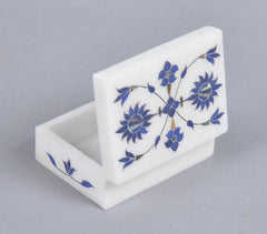 Inlaid Semi-Precious Stone & Marble Jewelry Box Q2
