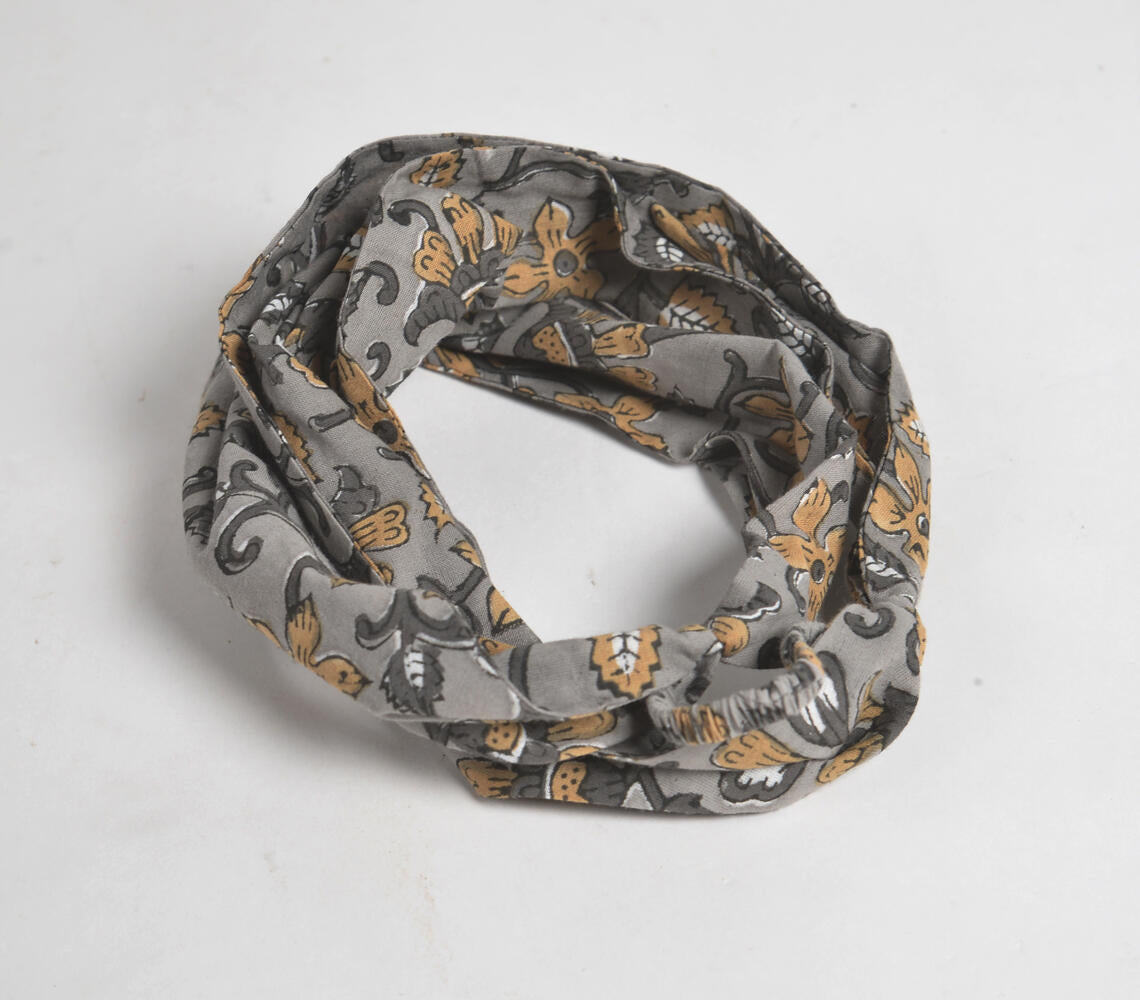 Floral Grey Block Printed Hairband