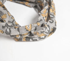 Floral Grey Block Printed Hairband