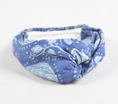 Indigo Paisley Block printed Knot Hairband