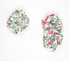 Floral Block printed Scrunchie hair ties (set of 3)