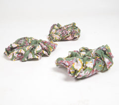Block Printed Floral Forest Scrunchie Hair Ties (set of 3)
