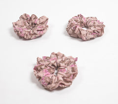 Block Printed Dusty Rose Scrunchie Hair Ties (set of 3)
