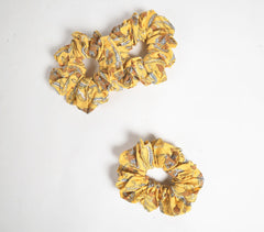 Summer Floral Block printed Scrunchie hair ties (set of 3)