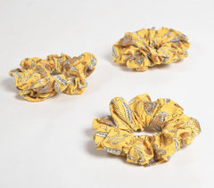Summer Floral Block printed Scrunchie hair ties (set of 3)