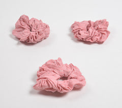 Luster striped baby pink scrunchie hair ties (set of 3)