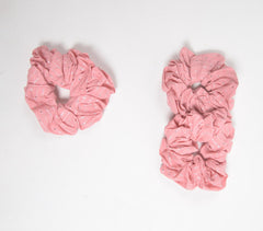 Luster striped baby pink scrunchie hair ties (set of 3)