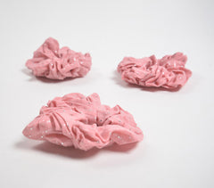 Luster striped baby pink scrunchie hair ties (set of 3)