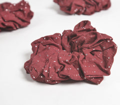 Luster Striped Maroon Scrunchie hair ties (set of 3)