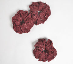 Luster Striped Maroon Scrunchie hair ties (set of 3)