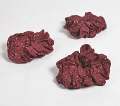 Luster Striped Maroon Scrunchie hair ties (set of 3)