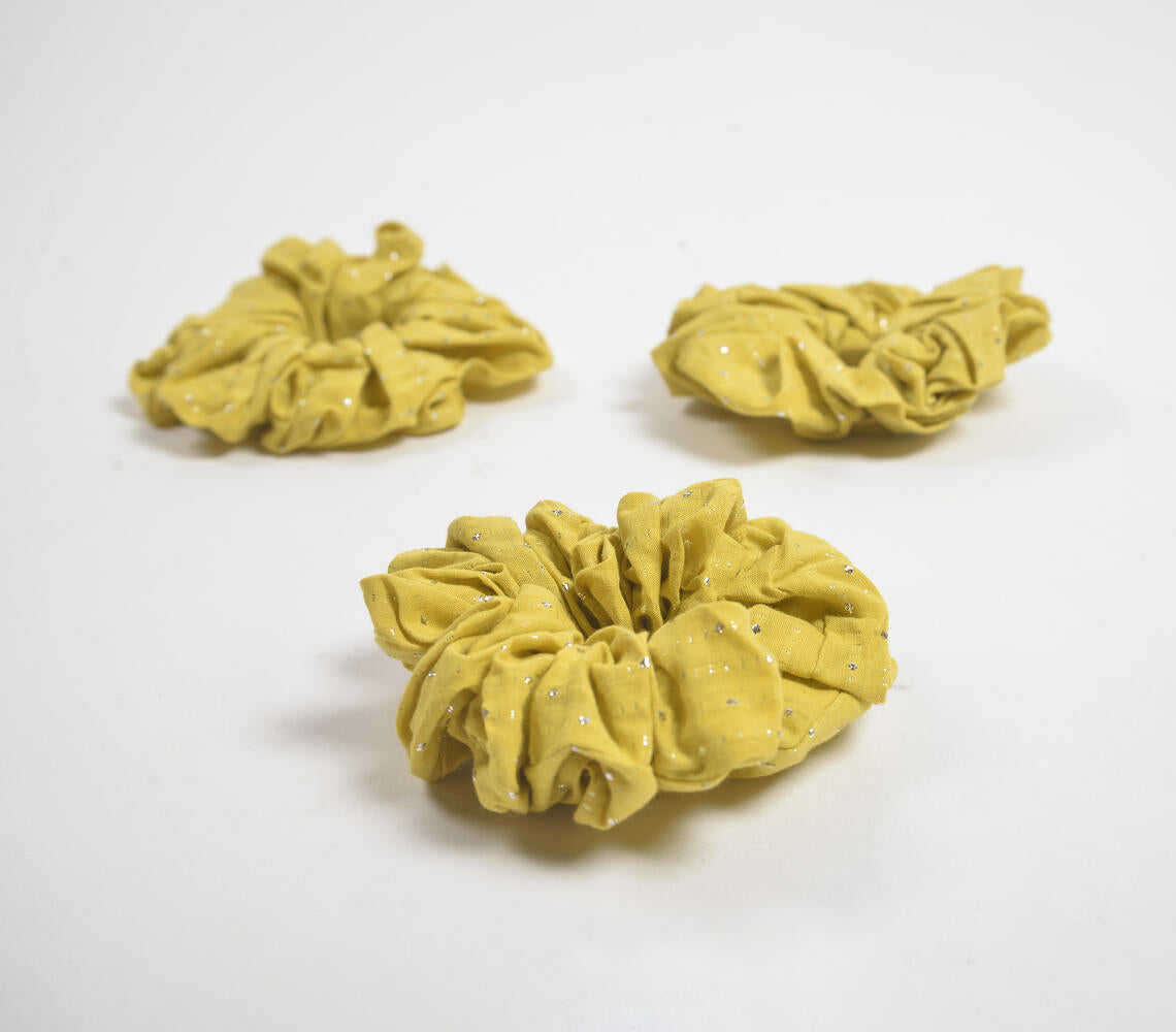 Luster striped Lime scrunchie hair ties (set of 3)