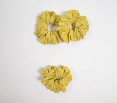 Luster striped Lime scrunchie hair ties (set of 3)