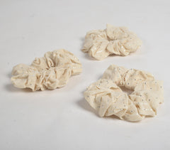 Luster Striped Ivory Scrunchie hair ties (set of 3)