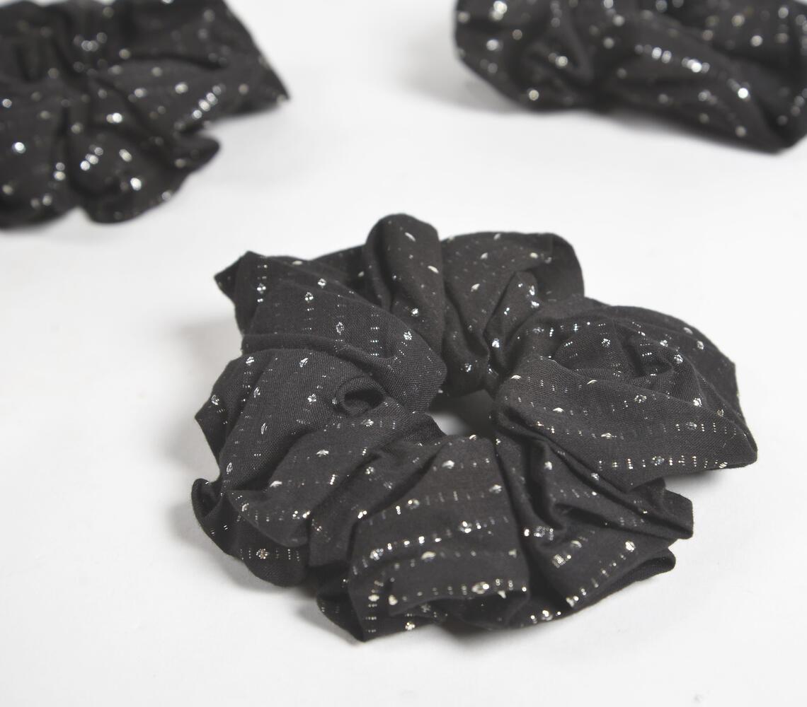 Luster Striped Noir Scrunchie hair ties (set of 3)