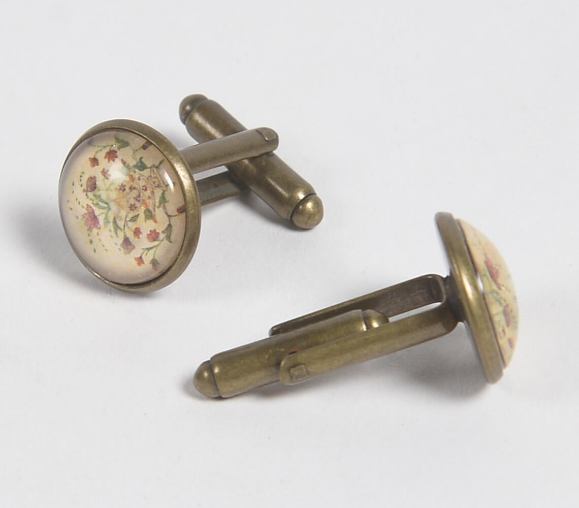Floral Antique Metal Cuff Links