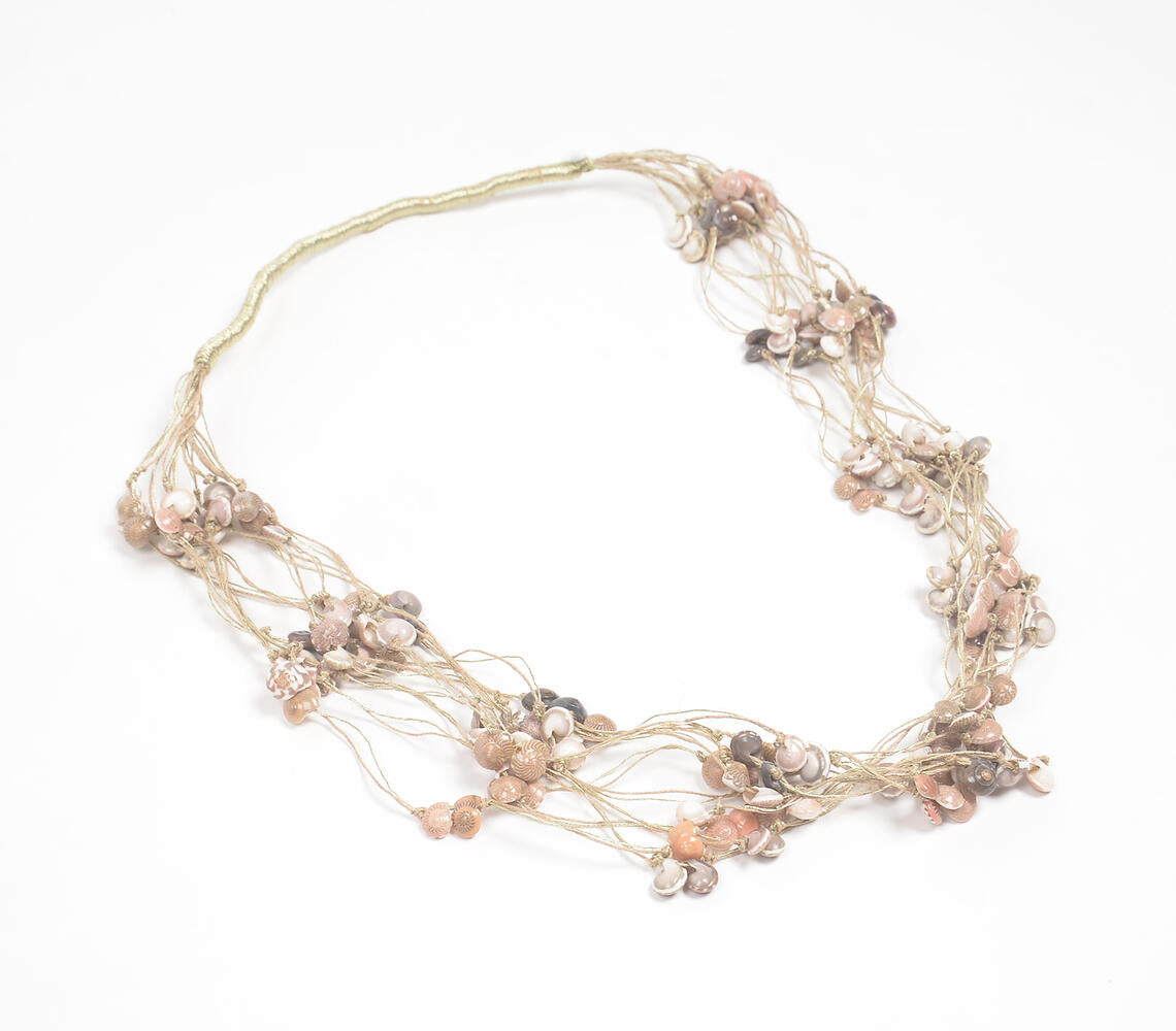 Twisted Thread & Shells Matinee Necklace