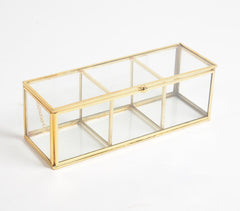 Minimal Glass & Metal 3-Compartment Jewelry Box