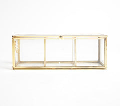 Minimal Glass & Metal 3-Compartment Jewelry Box