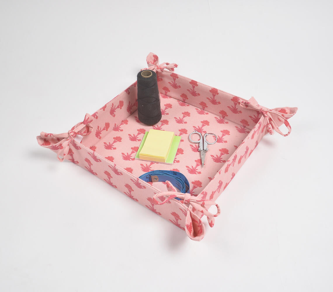 Pink Floral Decorative Storage Tray