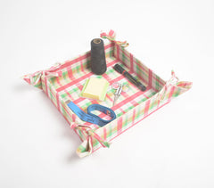 Plaid Printed Tieable Fabric trinket Tray