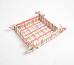 Plaid Printed Tieable Fabric trinket Tray