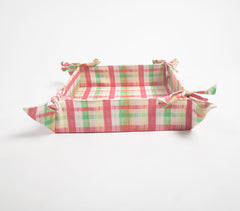 Plaid Printed Tieable Fabric trinket Tray