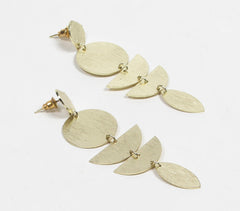 Gold-Toned Textured Geometric Drop Earrings