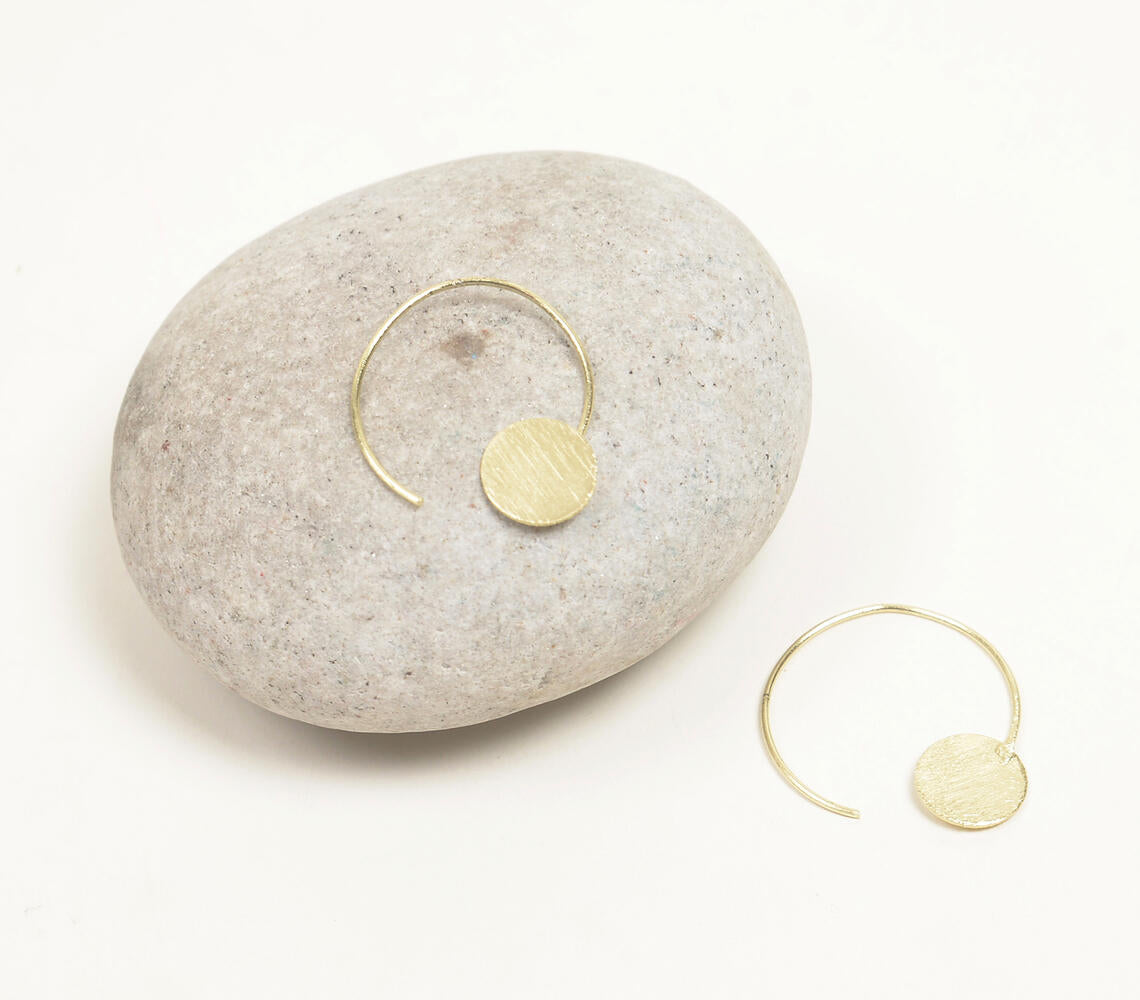 Gold-Toned Textured Metallic C-Hoop Earrings