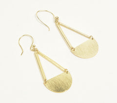 Gold-Toned Textured Zinc & Brass Geometric Dangle Earrings