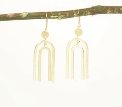 Gold-Toned Zinc & Brass Magnet-Shaped Dangle Earrings
