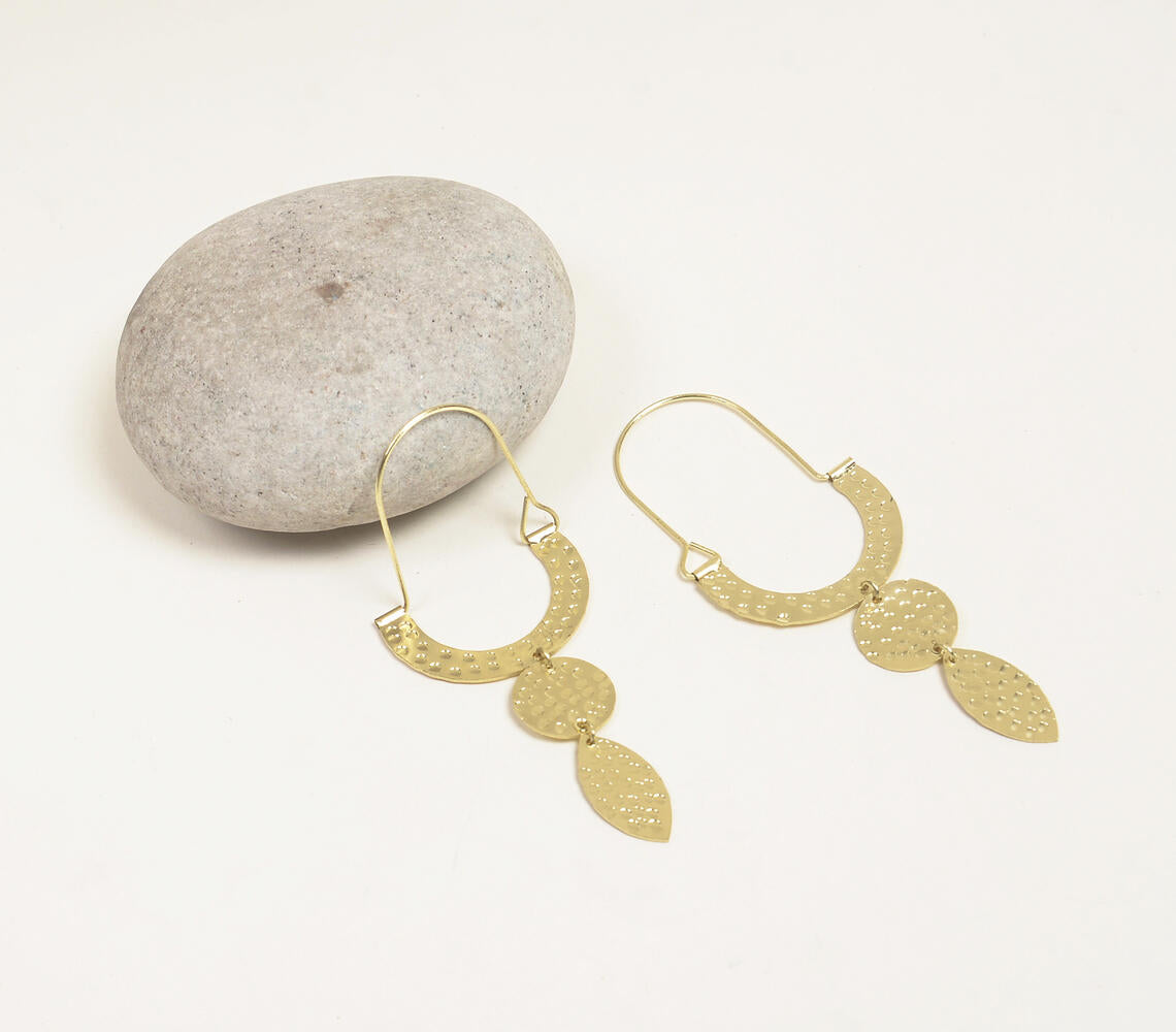 Gold-Toned Zinc & Brass Perforated Shoulder Duster Earrings