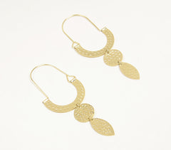 Gold-Toned Zinc & Brass Perforated Shoulder Duster Earrings