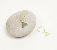 Gold-Toned Textured Metallic Triangular Wire-Hook Earrings