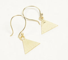 Gold-Toned Textured Metallic Triangular Wire-Hook Earrings
