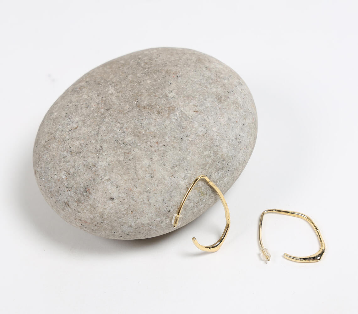 Gold-Toned Recycled Brass Abstract C-Hoop Earrings