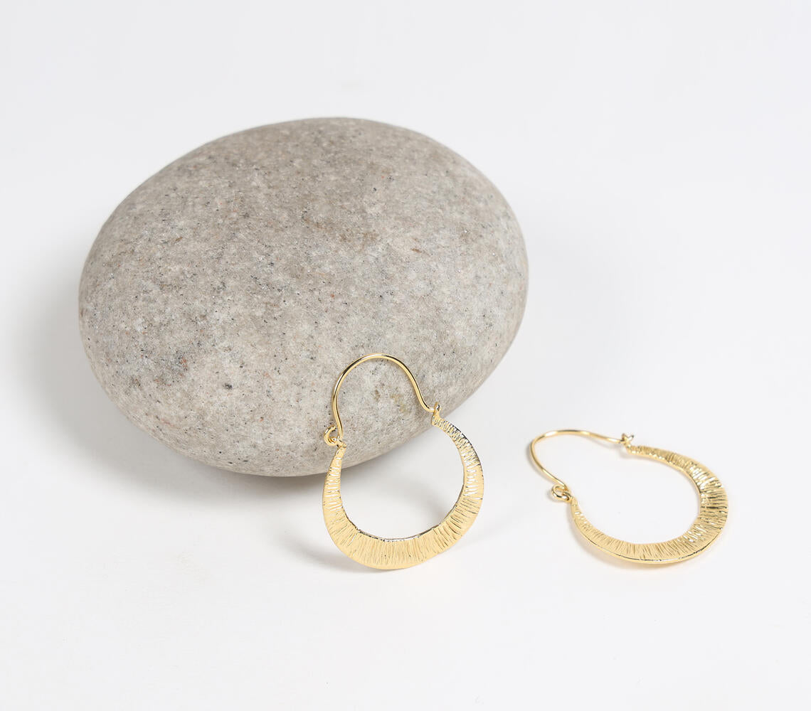 Gold-Toned Recycled Brass Crescent Hoop Earrings
