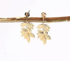 Recycled Brass Textured Leaves Earrings