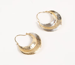 Recycled Brass Textured Huggie Earrings