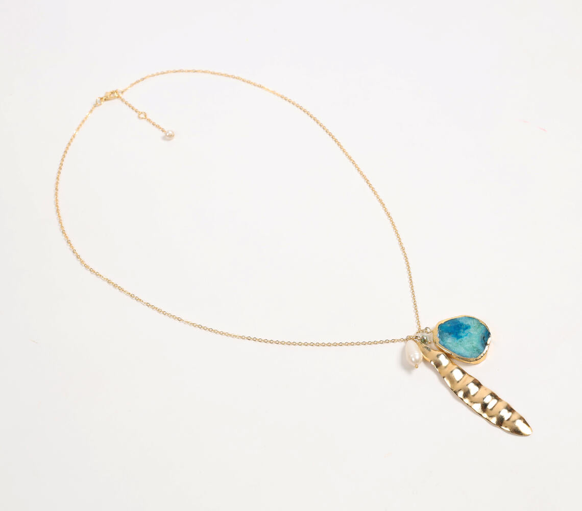 Recycled Brass & Natural Stone Necklace
