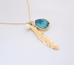 Recycled Brass & Natural Stone Necklace
