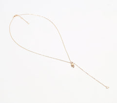 Recycled Brass Hand Gesture Lariat Pearl Necklace