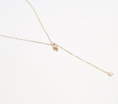 Recycled Brass Hand Gesture Lariat Pearl Necklace