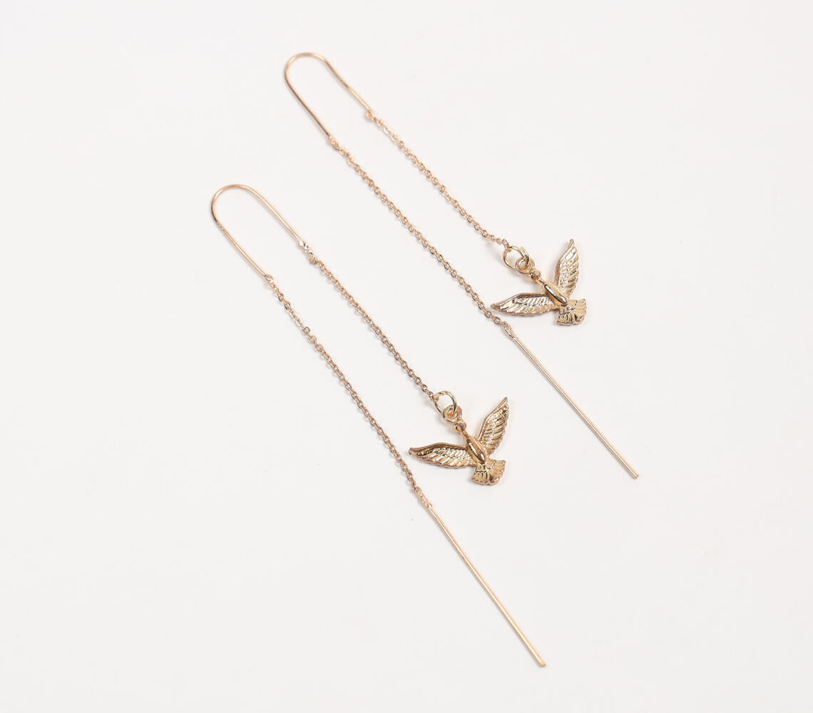 Recycled Brass Rising Pheonix Threaded Earrings