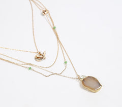 Natural Stone & Recycled Brass Layered Necklace