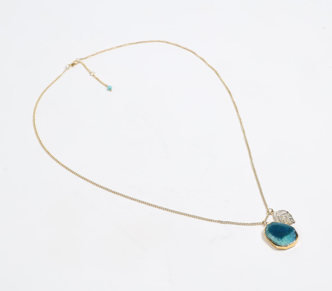 Gold-Toned Recycled Brass & Gemstone Pendant Necklace